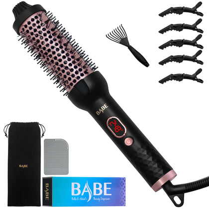 Babe 1.5" Ceramic Thermal Brush front view with round barrel