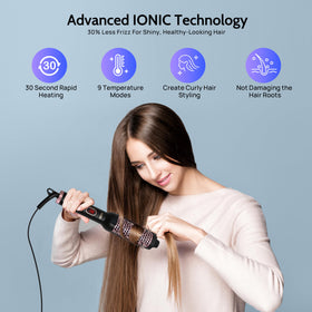 Babe 1.5" Ceramic Thermal Brush in use with styled hair