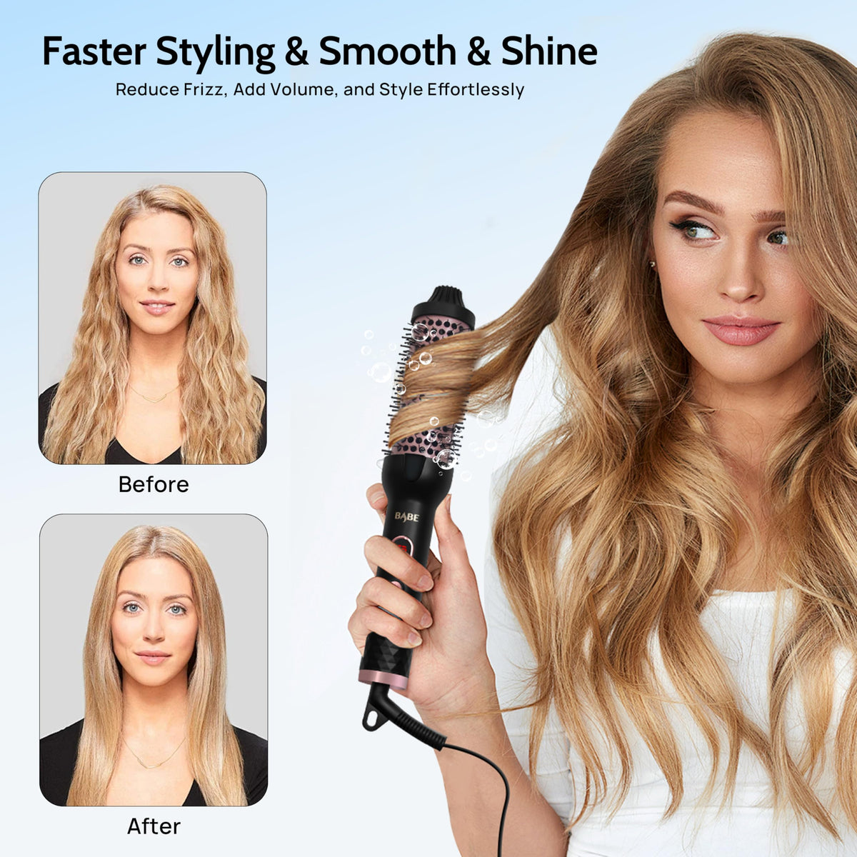 Babe 1.5" Ceramic Thermal Brush side view highlighting barrel