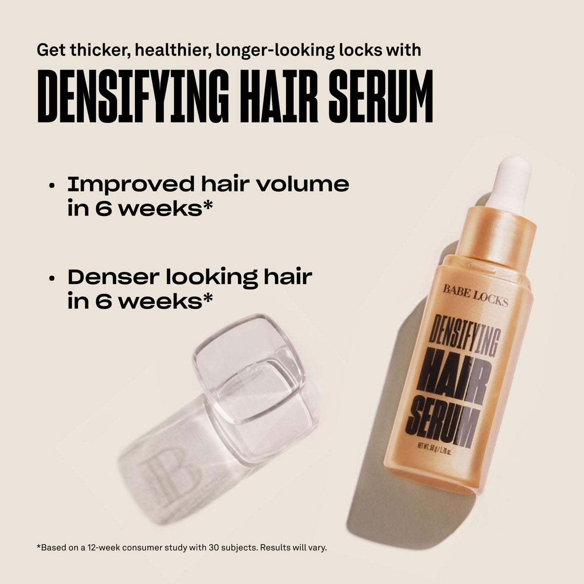 Babe Original Densifying Hair Serum back view with ingredient list