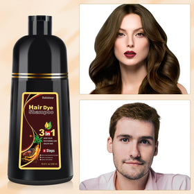 Bablabear Brown Hair Dye Shampoo 500ml back view with ingredients