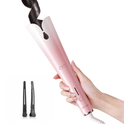 BABONIR Automatic Curling Iron front view in pink