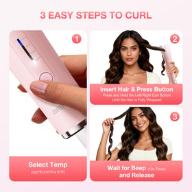 BABONIR Automatic Curling Iron showing heat settings