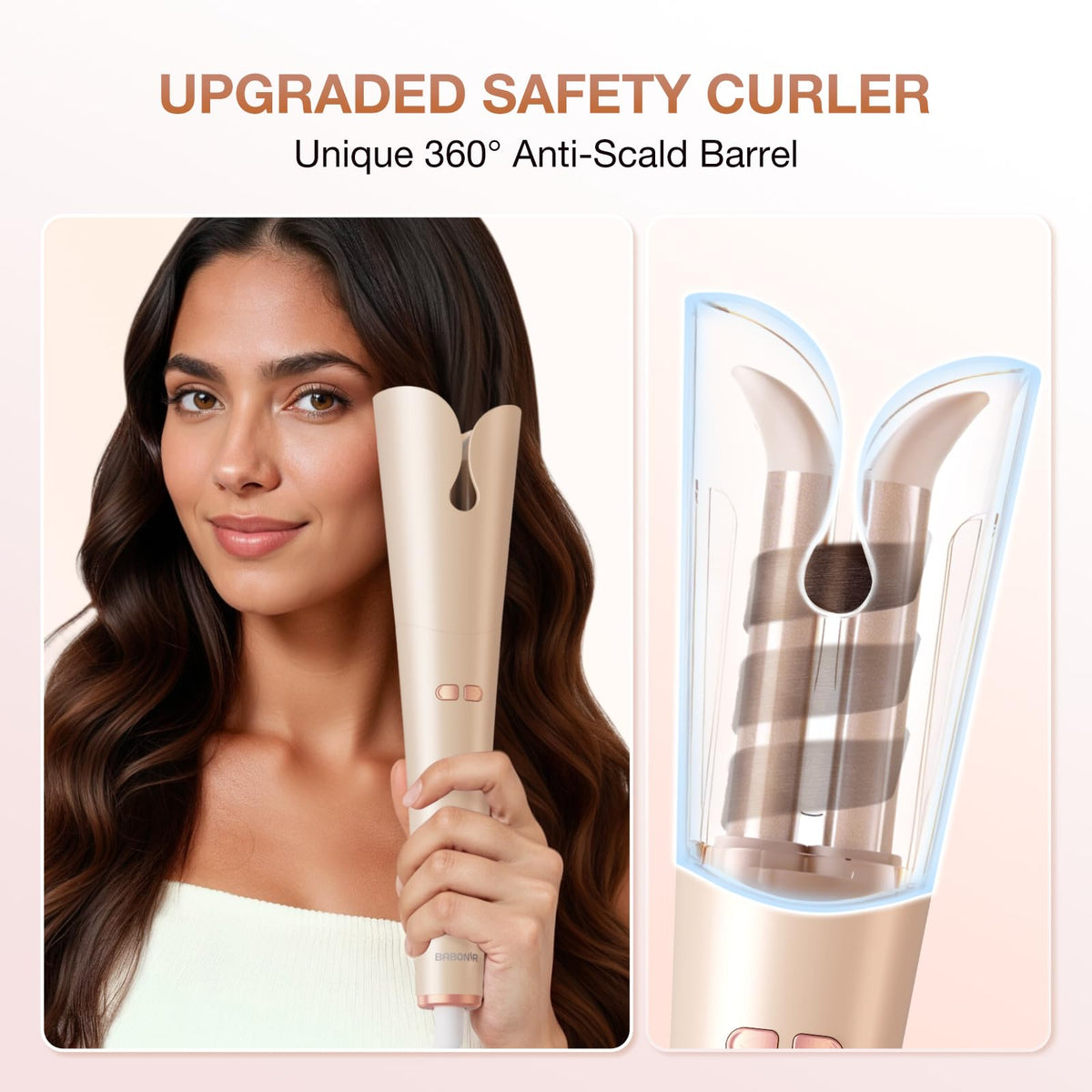 BABONIR Automatic Curling Iron side view showcasing controls