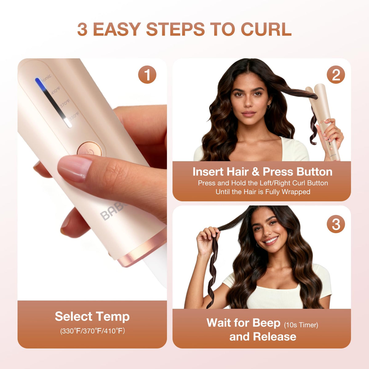 BABONIR Automatic Curling Iron with hair clips included