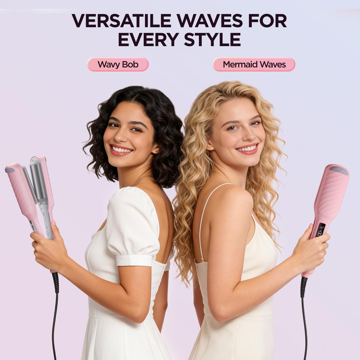 BABONIR Hair Crimper lifestyle image with model styling hair