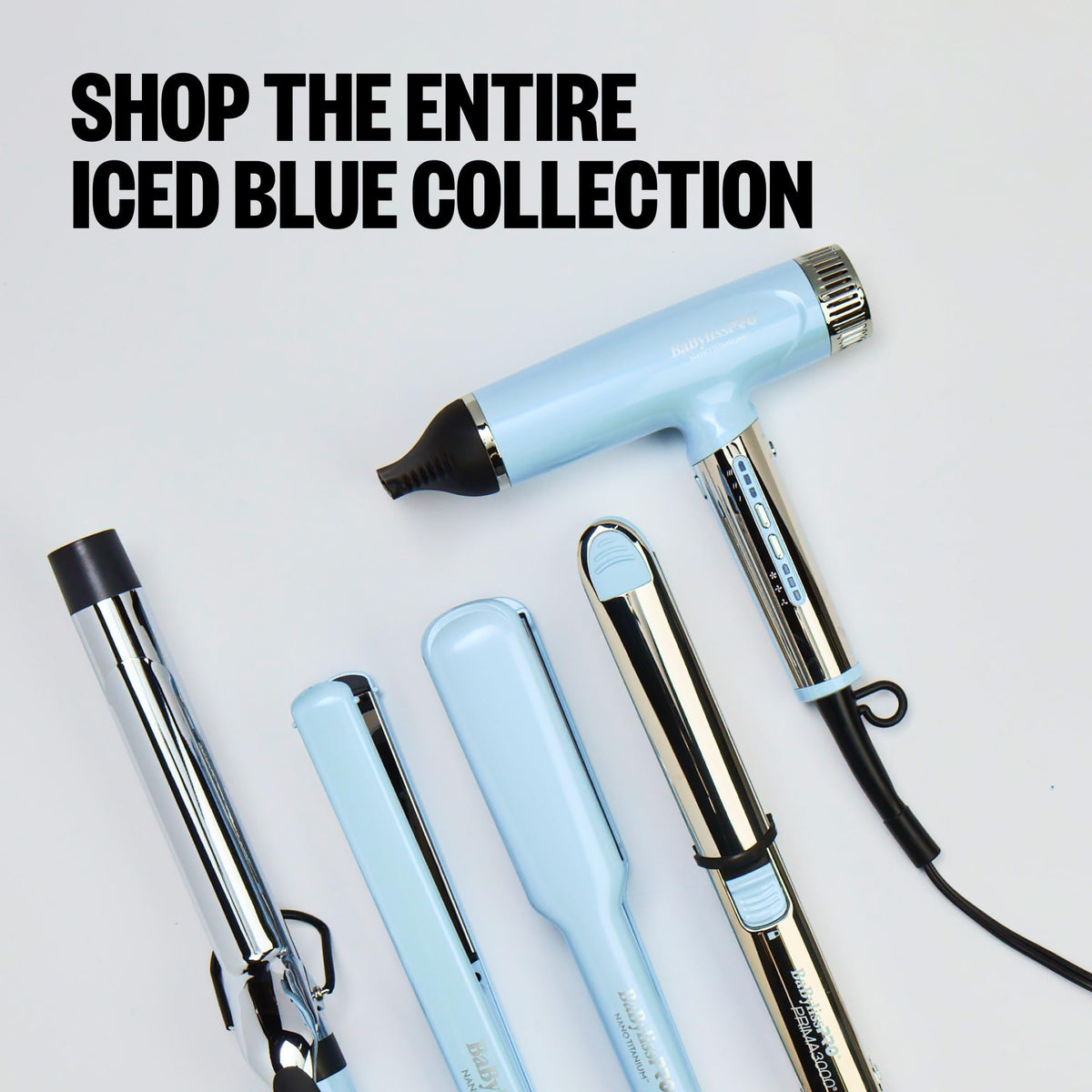 BaBylissPRO Curling Iron in Iced Blue with 360° swivel cord