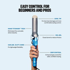 BaBylissPRO curling iron in use creating loose waves