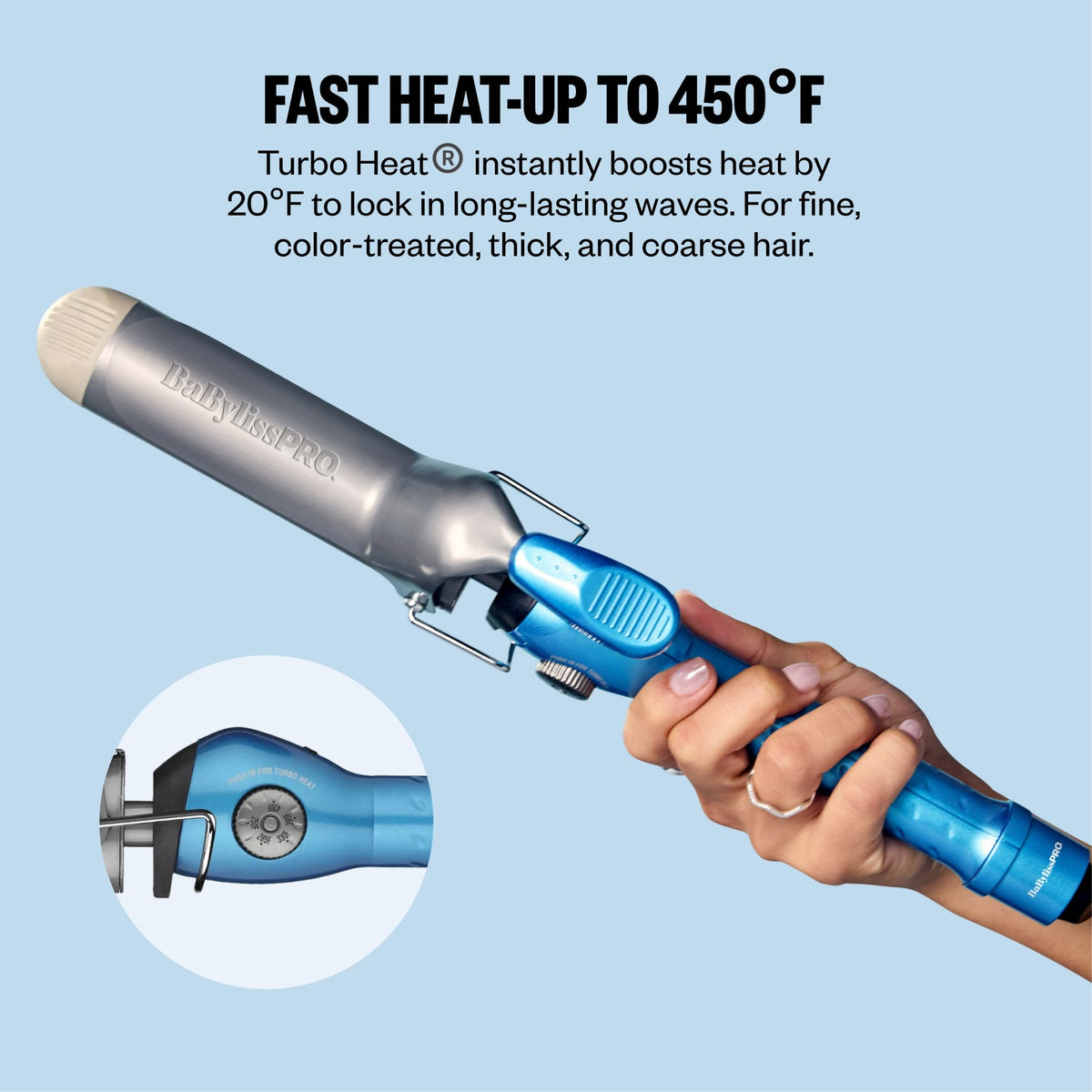 BaBylissPRO curling iron with 8-foot swivel cord
