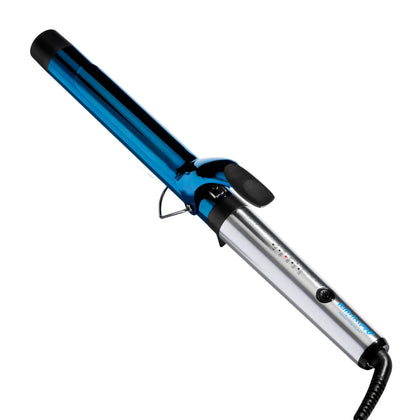 BaBylissPRO Extended-Barrel Curling Iron front view, blue