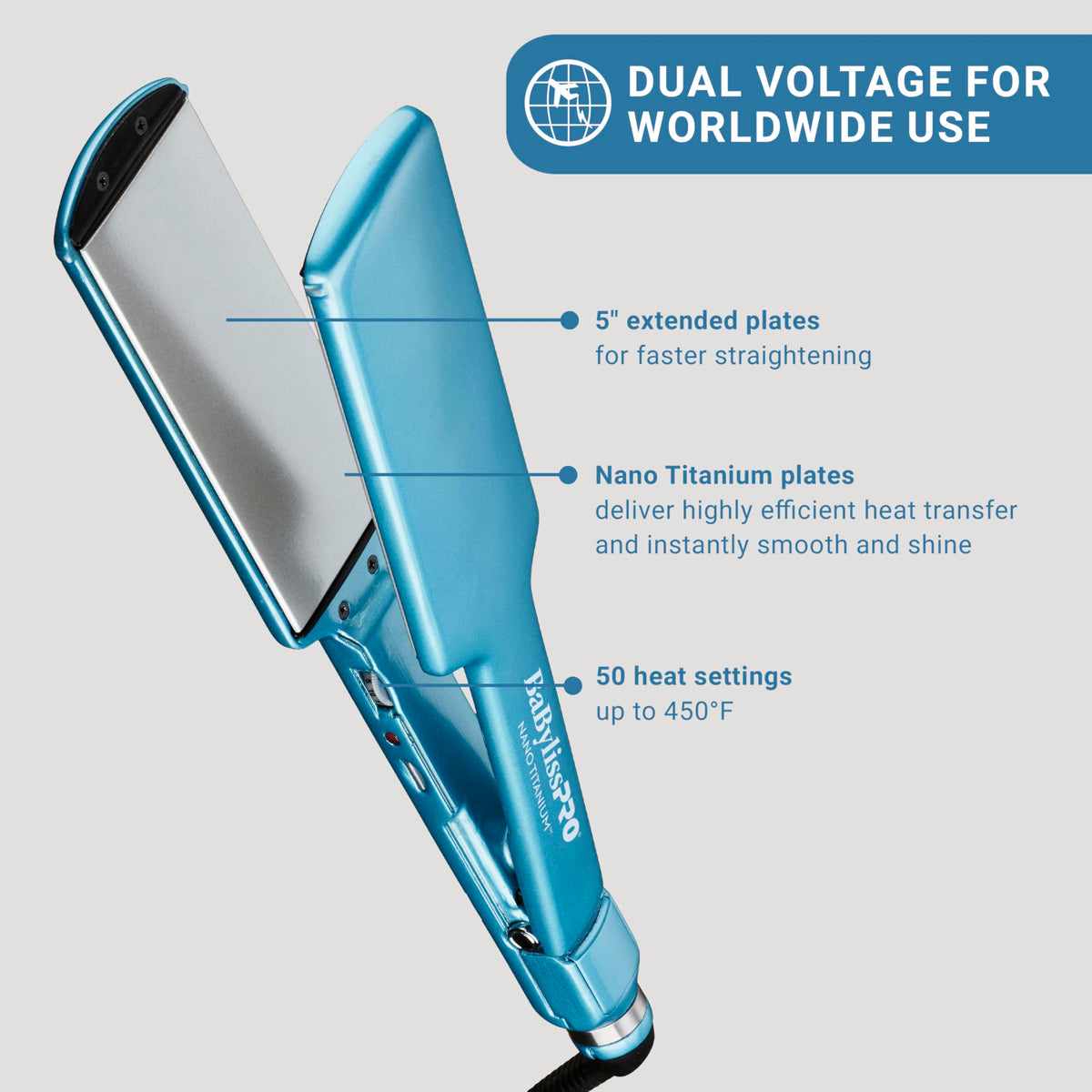 BaBylissPRO Flat Iron showing the titanium plates