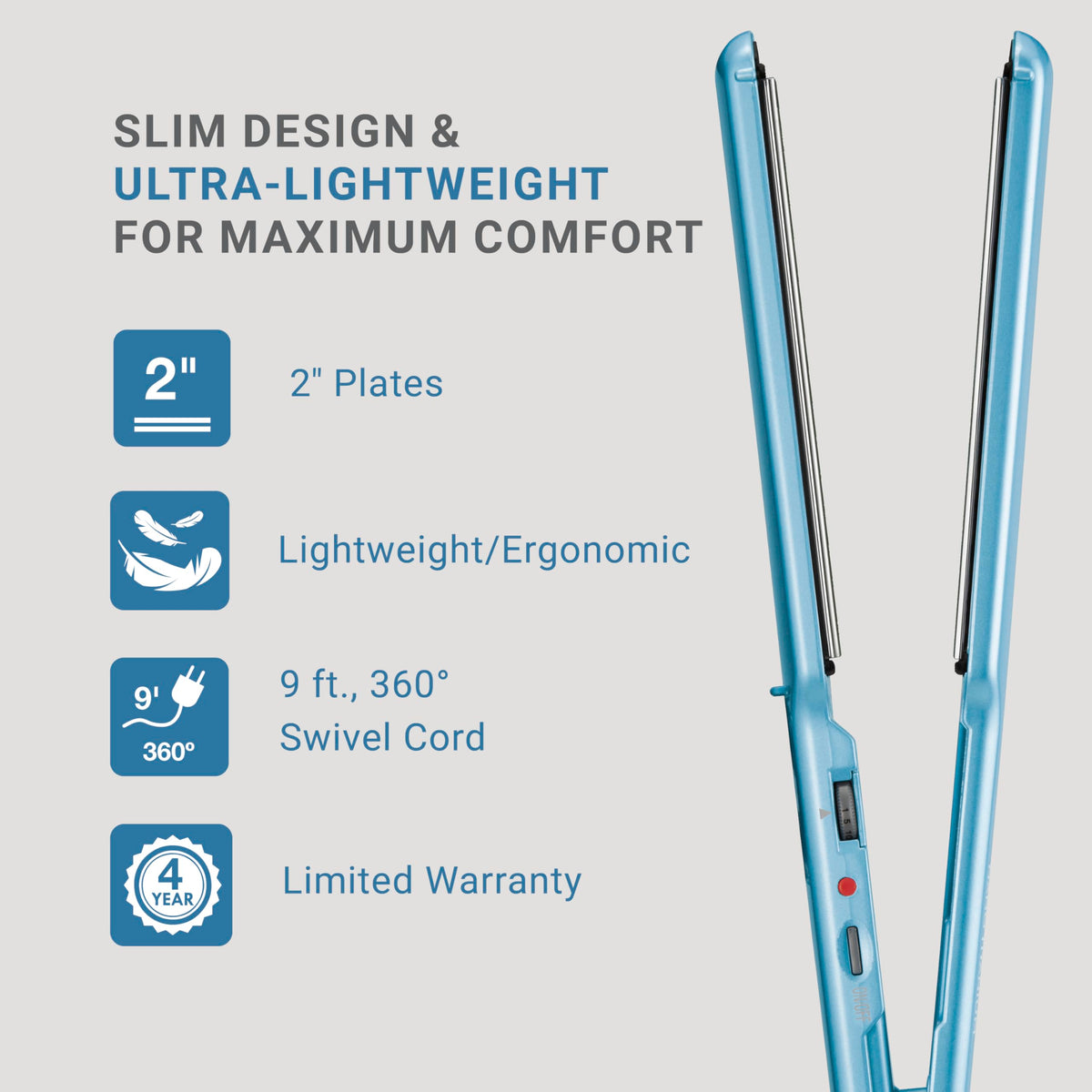 BaBylissPRO Flat Iron with 360-degree swivel cord