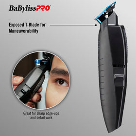 BaBylissPRO LithiumFX+ Trimmer blue chrome titanium blade close-up
