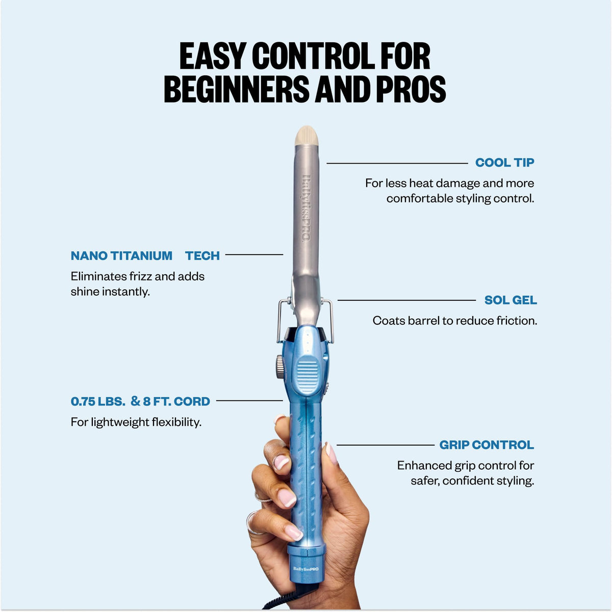 BaBylissPRO Nano Titanium Curling Iron 3/4" packaging