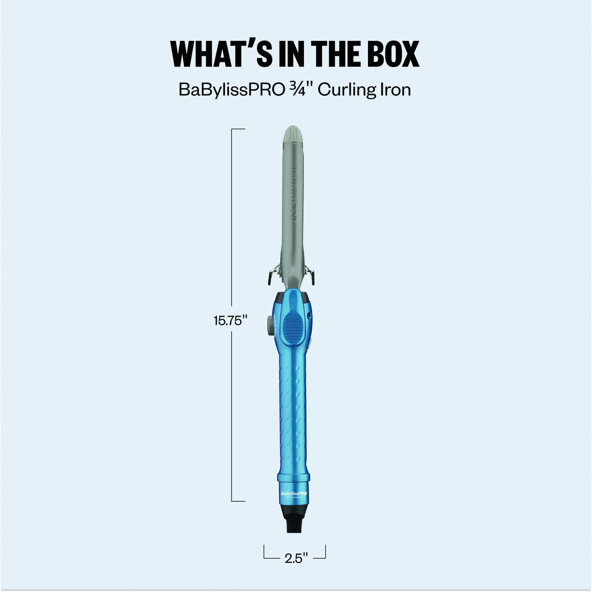 BaBylissPRO Nano Titanium Curling Iron 3/4" showing heat control