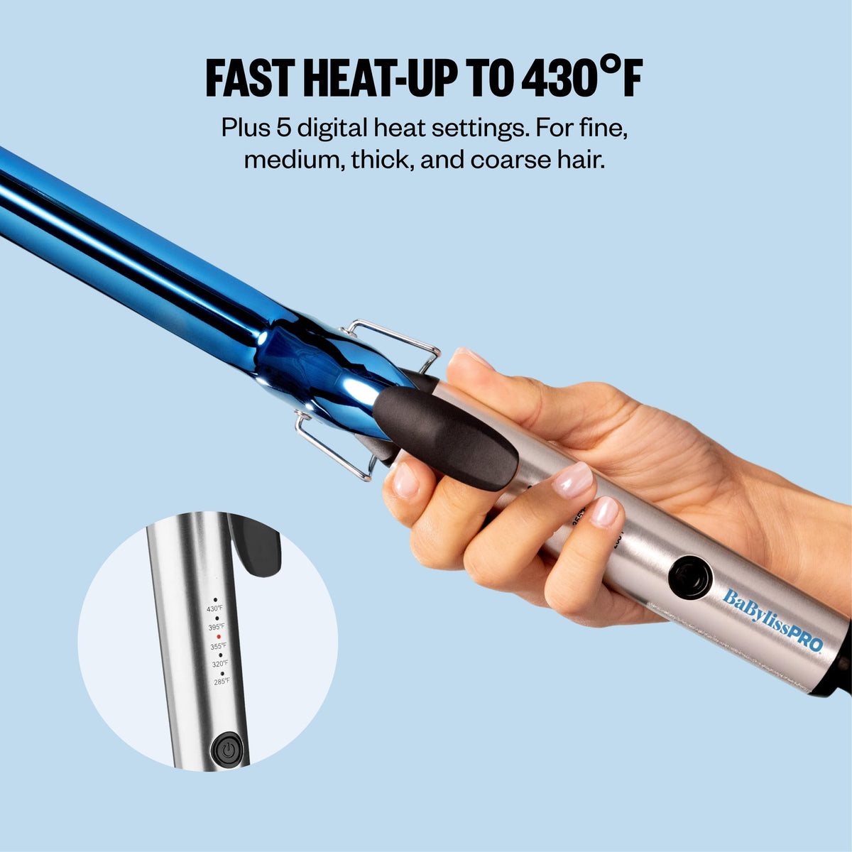 BaBylissPRO Nano Titanium Curling Iron in use on long hair