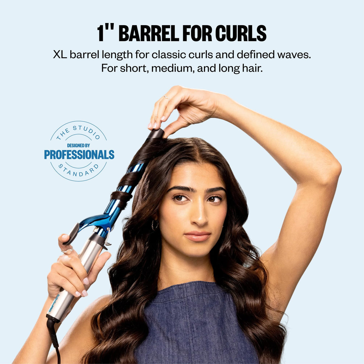 BaBylissPRO Nano Titanium Curling Iron side view showing control settings