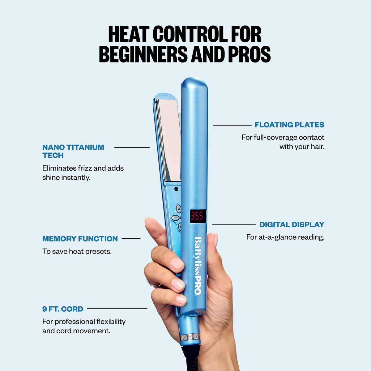 BaBylissPRO Nano Titanium Digital Flat Iron packaging