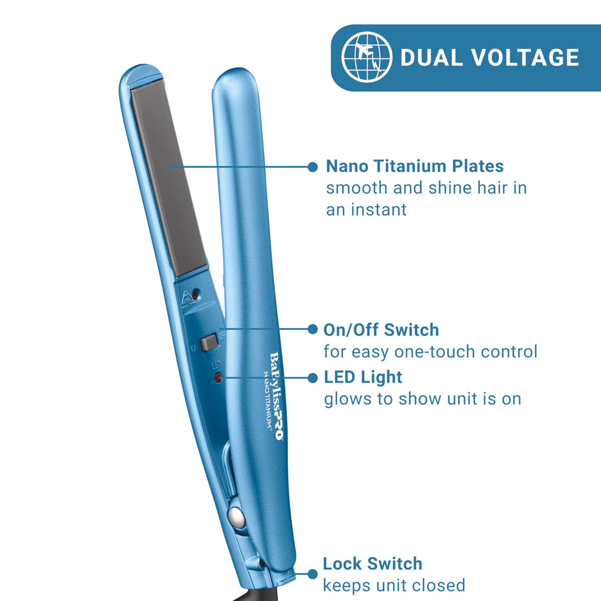 BaBylissPRO Ultra-Sleek Mini Straightener travel-ready