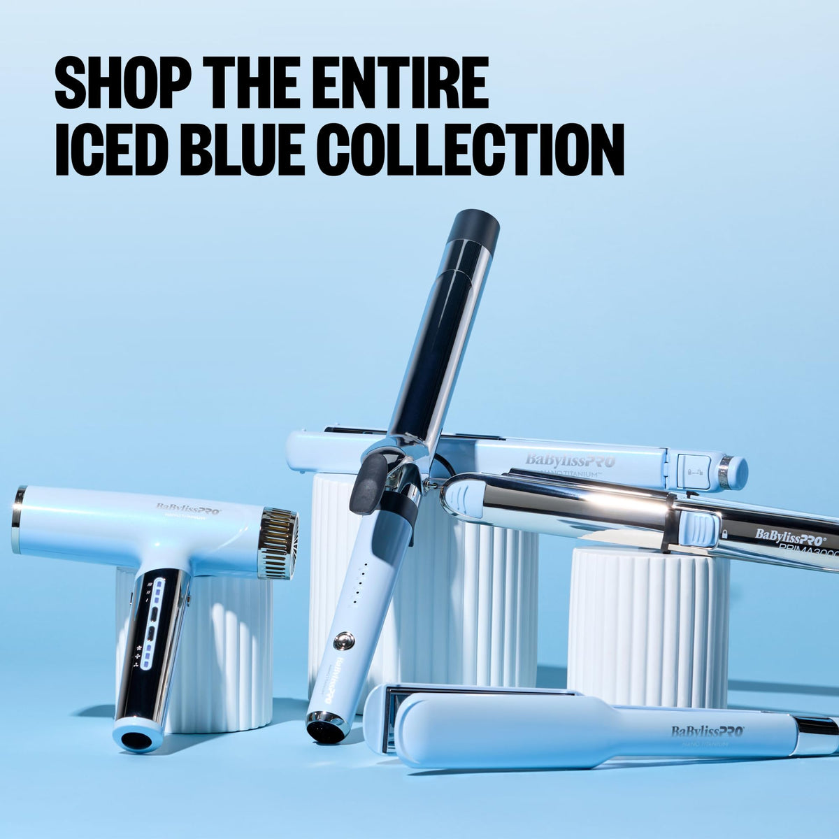 BaBylissPRO Ultra-Sleek Straightening Iron Iced Blue in packaging