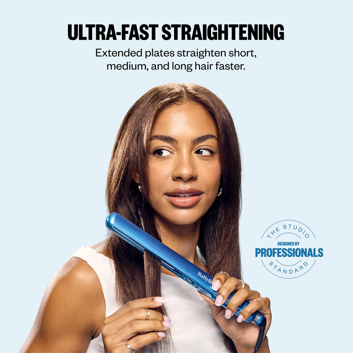 BaBylissPRO Ultra Thin Flat Iron side view showing slim design