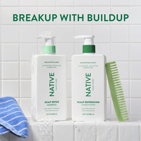 Back of Native Scalp Detox Shampoo and Conditioner packaging