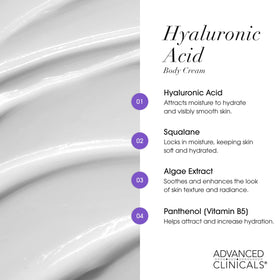 Back view of Advanced Clinicals Hyaluronic Acid Moisturiser packaging