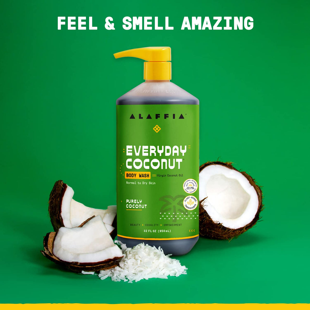 Back view of Alaffia Everyday Coconut Body Wash bottles