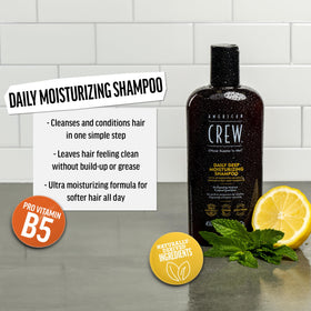 Back view of AMERICAN CREW Deep Moisturizing Shampoo bottle