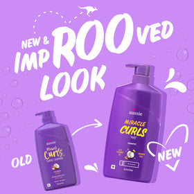 Back view of Aussie Miracle Curls Shampoo bottle