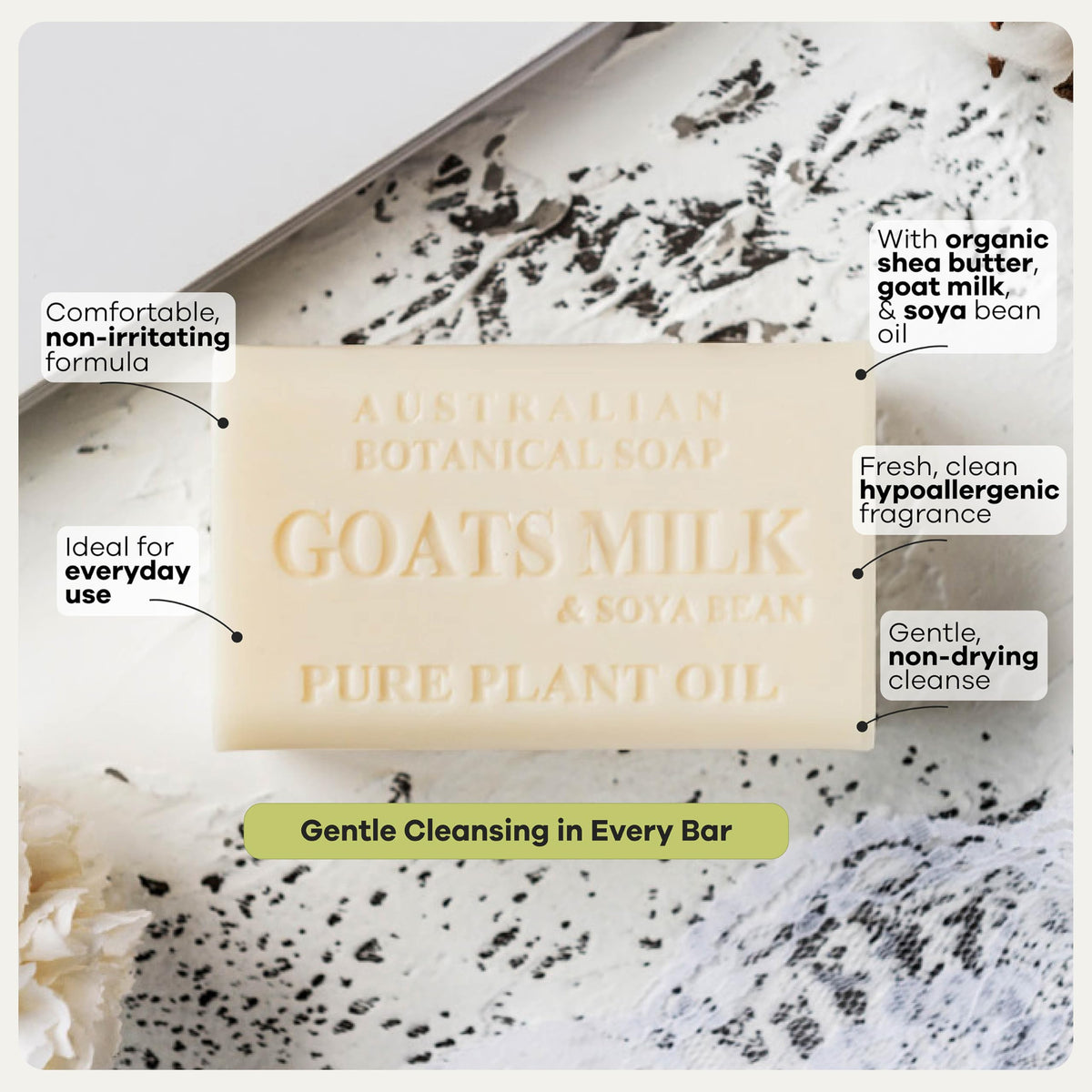 Back view of Australian Botanical Goat Milk Soap Bar