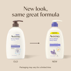 Back view of Aveeno Stress Relief Body Wash packaging