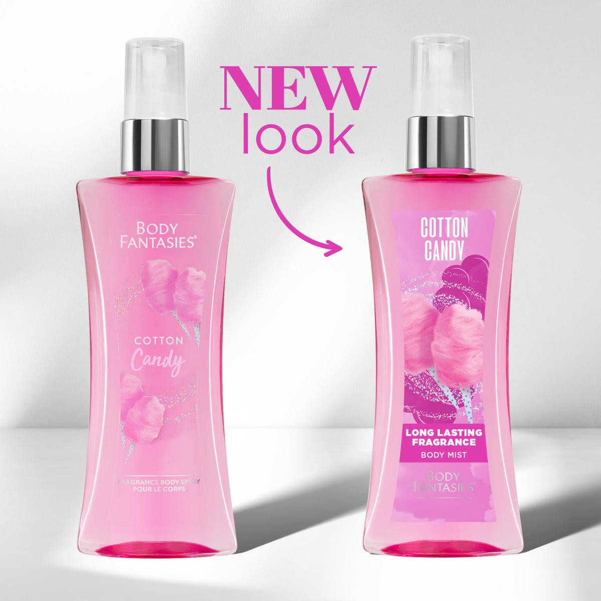 Back view of Body Fantasies Cotton Candy Body Spray packaging