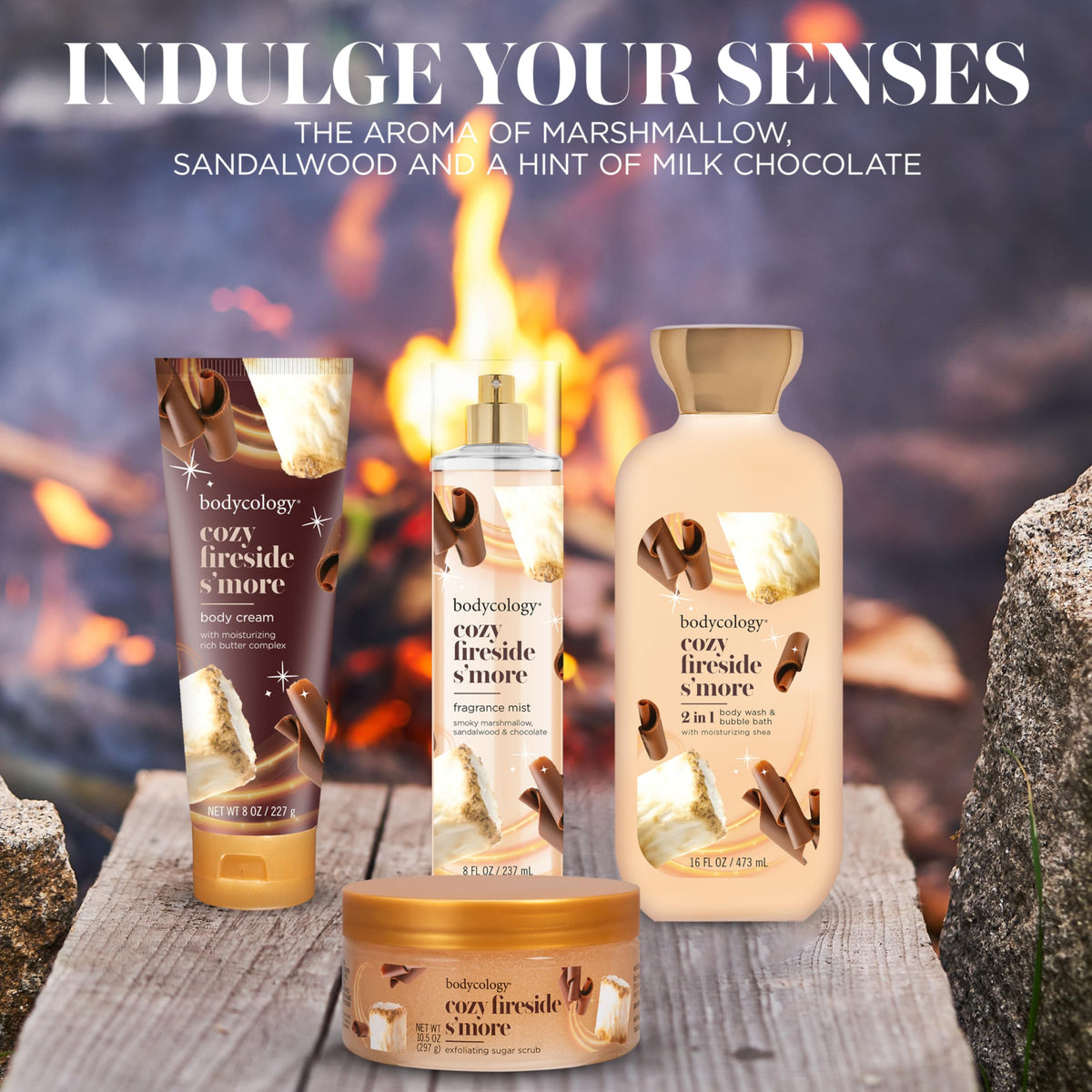 Back view of Bodycology Fireside S'more Body Mist bottle