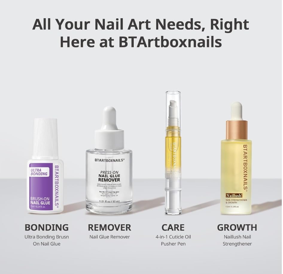 Back view of BTARTBOXNAILS French Tip Press On Nails packaging