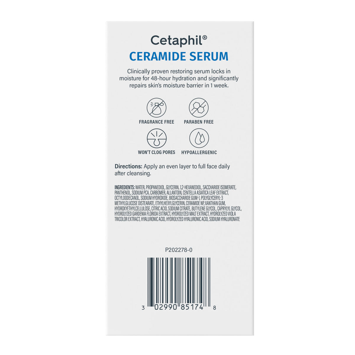 Back view of Cetaphil Ceramide Serum bottle