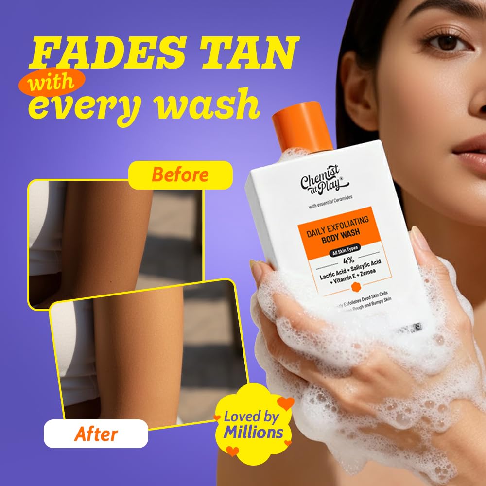 Back view of Chemist at Play Exfoliating Body Wash showing ingredients