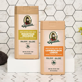 Back view of Dr. Squatch Men's Body Wash bottle with ingredients list