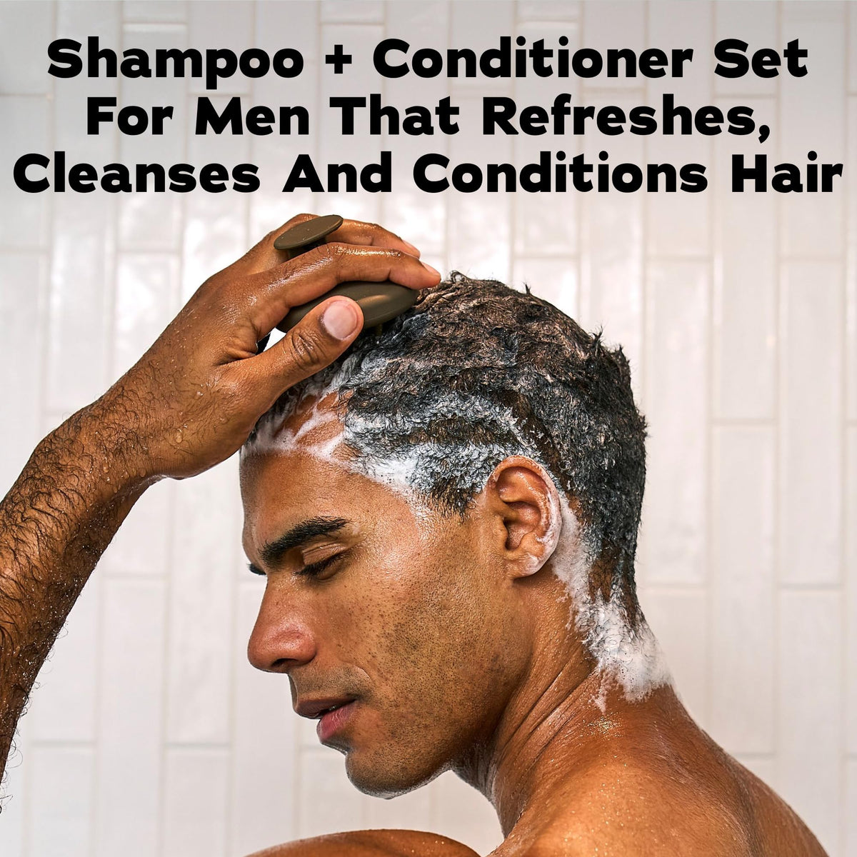 Back view of Dr. Squatch Men's Natural Shampoo and Conditioner Set packaging