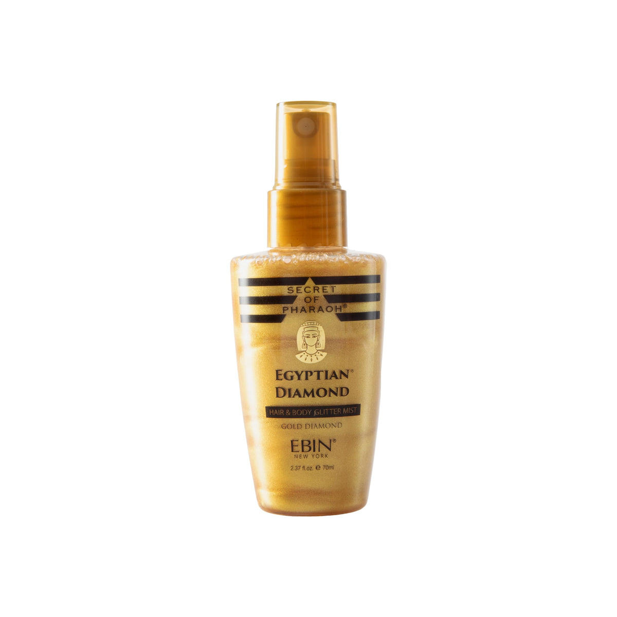 Back view of EBIN NEW YORK Gold Glitter Mist bottle
