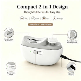 Back view of electric nail clipper with safety features