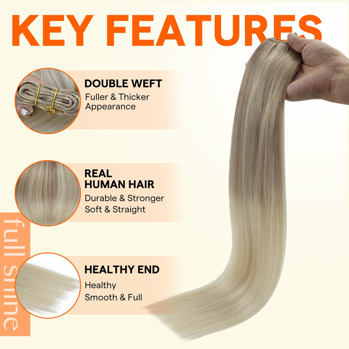 Back view of Full Shine 22 Inch Weft Hair Extensions