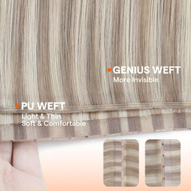 Back view of Full Shine Ash Blonde Hair Extensions