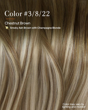 Back view of Full Shine Balayage Extensions showing clips