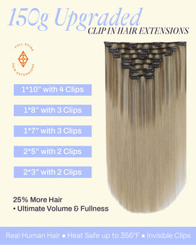 Back view of Full Shine Clip in Hair Extensions showing the weft design