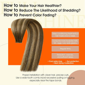 Back view of Full Shine Invisi Edge Tape in Hair Extensions Honey Brown