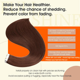 Back view of Full Shine Tape In Hair Extensions 14 Inch Cinnamon Mocha