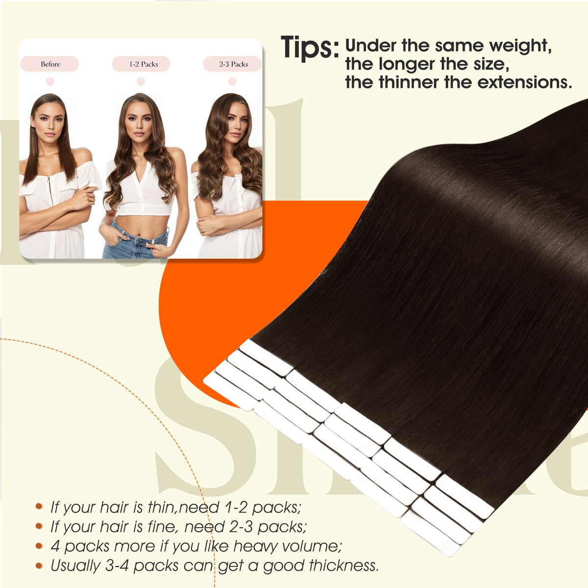 Back view of Full Shine Tape in Hair Extensions