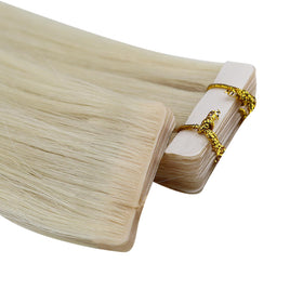Back view of Full Shine Tape In Hair Extensions Ice Blonde