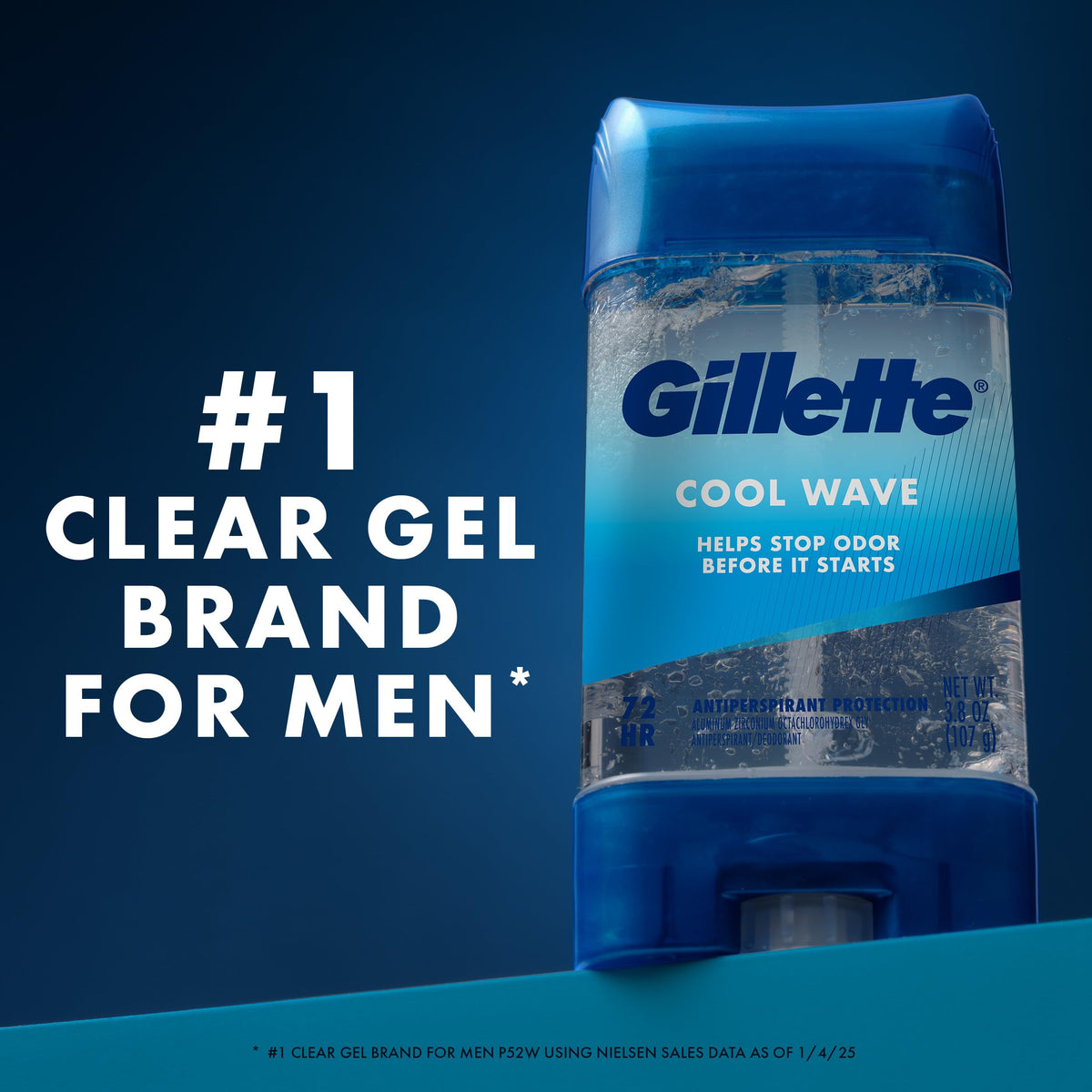 Back view of Gillette Antiperspirant Deodorant packaging